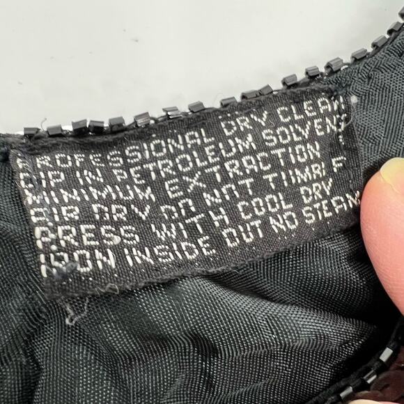 Vintage Royal Feeling Silk Sequin Evening Blouse Top NEW Small Black Silver Glam - Picture 8 of 11